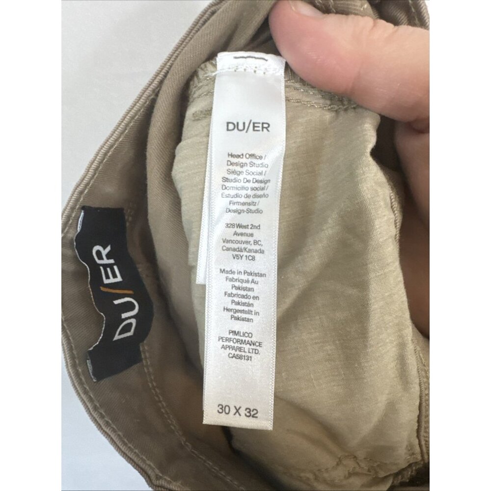 DU/ER Duer T2X Slim‎ Fit Stretch Pants Men’s 30x32 Khaki Performance - Picture 9 of 10